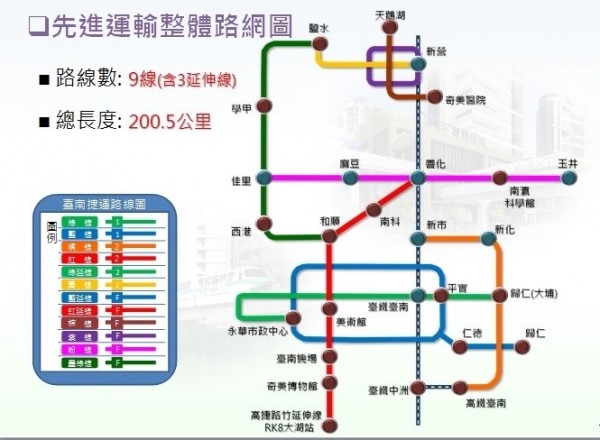 台南先進運輸整體路網圖。（記者洪瑞琴翻攝）