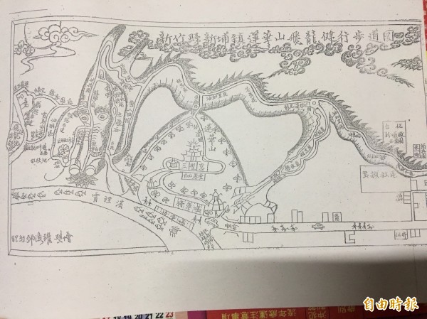 山友所繪的飛龍步道。(記者黃美珠翻攝)