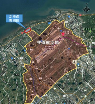 沙崙產業園區空拍位置圖。（桃園市地政局提供）（記者陳昀攝）