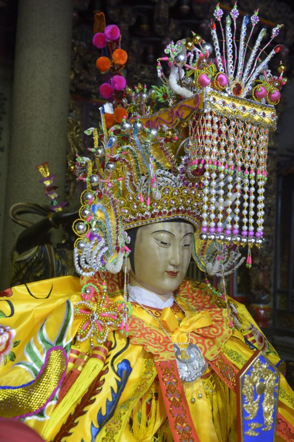 中國福建莆田湄洲島祖廟正殿媽祖神像。（記者吳仁捷翻攝）