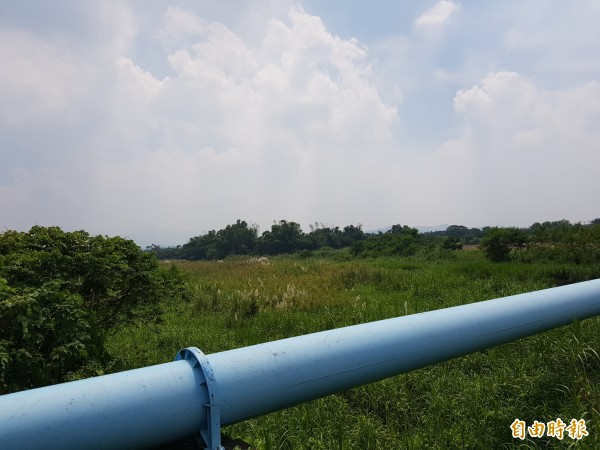 南市水利局長彭紹博和第五河川局等單位人員前往青葉橋現勘疏濬工程進度、用地徵收期程。（記者王涵平攝）