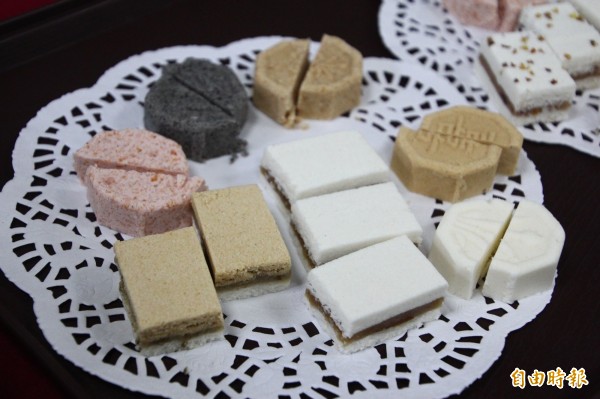 台菓子工作室将杂粮作为糕点材料,呈现朴子市的特色。(编辑林宜樟摄)