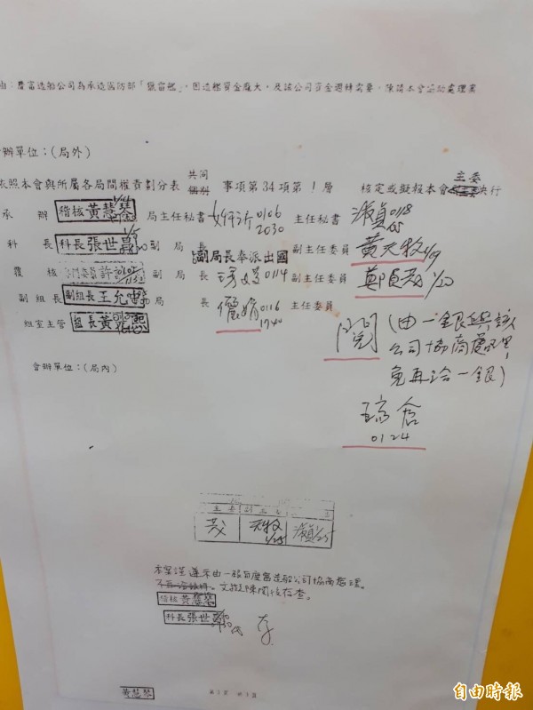 根據當天會議紀錄第二頁,李瑞倉批示,「由一銀與該公司協商,免再洽第一銀」。(李瑞倉提供)