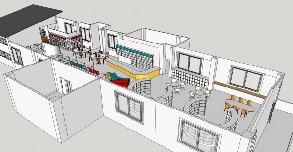 新竹市鹽水圖書分館將進行改善工程，要打開空間，提供更好的閱讀環境與空間，預計5月完工。（示意圖由市府提供）