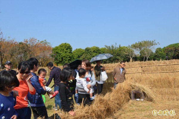 縣府在虎尾農博生態園區打造稻草迷宮，裡面還有可愛小動物，吸引許多遊客前往參加。（記者黃淑莉攝）