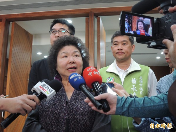 高雄市長陳菊表示,與陳其邁見面很自然。(記者王榮祥攝)