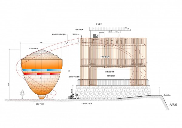 大溪中正公園將新建8公尺高陀螺滑梯的模擬示意圖。（記者李容萍翻攝）