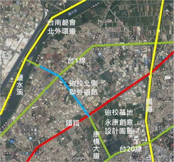 永康砲校基地45米大道，地方希望命名為康橋大道。民政局將尊重地方意見。（林宜瑾提供）