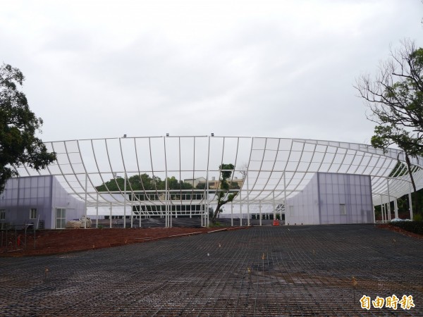 花博森林園區探索館為臨時場館，活動結束將拆除。（記者張軒哲攝）