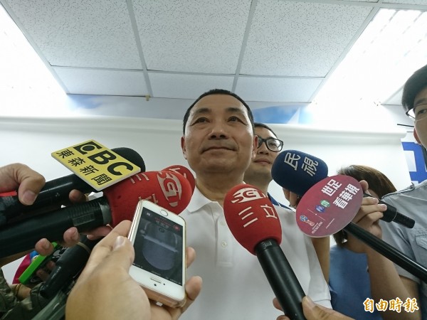 侯友宜今天說,他一定會讓國家電影文化中心在他任內完成。(記者何玉華攝)