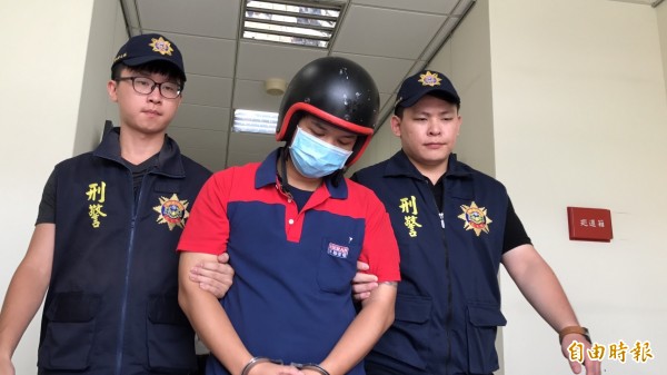 張姓男子涉嫌強盜加油站,犯案後4小時即遭查獲。(記者湯世名攝)