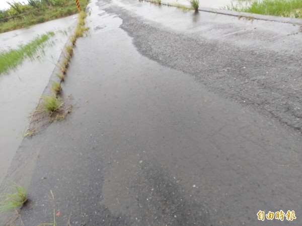 熱帶低壓為東港帶來大風雨。（記者陳彥廷攝）