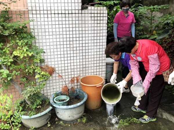 防治登革熱，市府動員清除積水容器。（台中市政府提供）