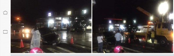 南州火車站前發生車輛陷落坑道事件,好心網友提醒用路人小心駕駛。(擷自臉書社團南州在地大小事)