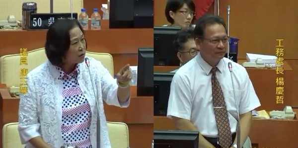 屏東縣議員唐玉琴質詢屏東縣政府工務處長楊慶哲說,不同意戶立場堅定,縣府如何能在預定的今年底前打通公勇路,屆時又該怎麼辦?。(取自屏東縣議會網站)