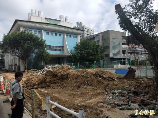 基隆市政府進行成功國小通學步道改善工程,卻因為將十多棵老榕樹砍除,惹來校友抨擊。(記者俞肇福攝)