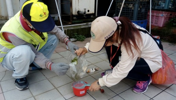 防疫人員在台中市登革熱病例地區清查孳生源。(記者蔡淑媛翻攝)