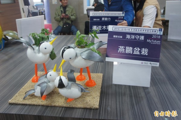 浮球藝術家許全勝的燕鷗盆栽，成為遺珠之憾。（記者劉禹慶攝）