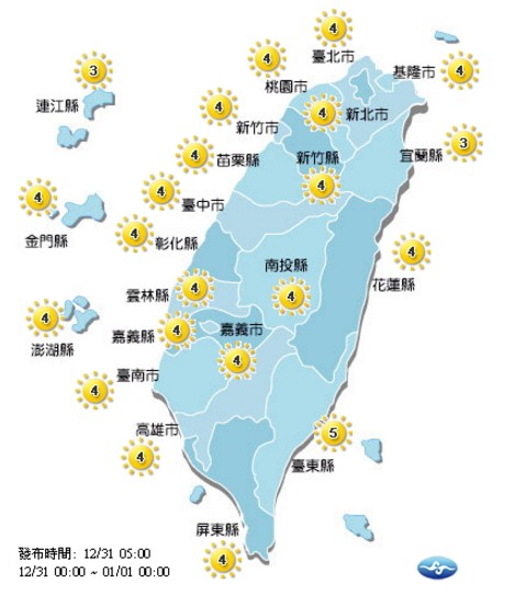 今日各地紫外線多為中量級。(取自氣象局網站)
