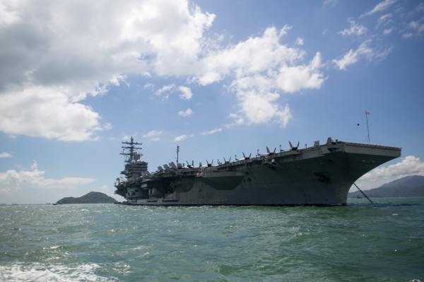 截至10月3日美國海軍在西太平洋已部署由雷根號航艦（見圖）組成的70特遣支隊，該隊之後將北上前往南北韓海疆分線附近，與南韓海軍展開高強度聯合軍演。（歐新社）