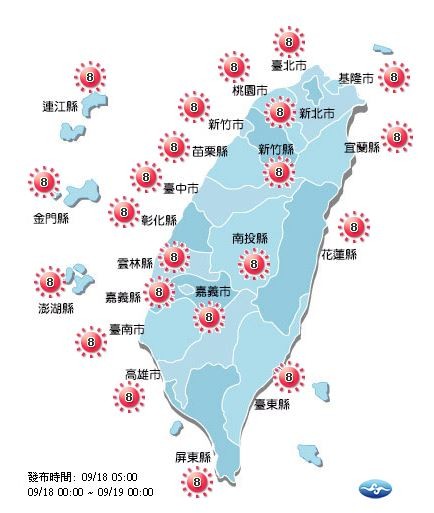 今日紫外線概況。(圖擷自中央氣象局)