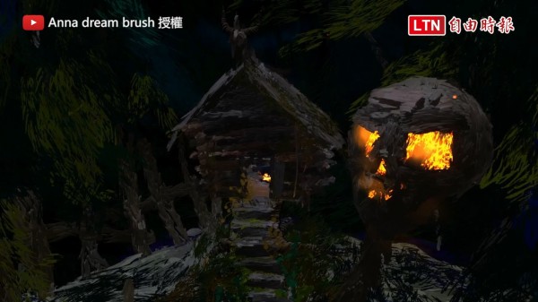 這幅畫作是使用Tilt Brush一筆一畫畫出來的,還可以走進房子裡面探險呢!(圖片由Anna dream brush授權提供使用)