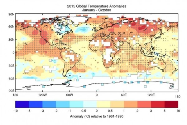 世界氣象組織的聲明表示，全球平均表面溫度已達到「象徵性及顯著性的里程碑」，比1961-1966年的均溫攝氏14度，高出0.73度左右。（圖擷取自WMO網站）