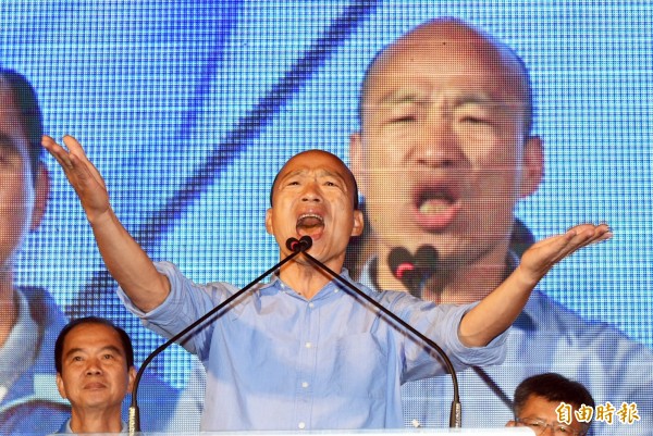 準高雄市長韓國瑜網路聲量開始急速下墜,還沒上任蜜月期幾乎就結束了。(資料照)