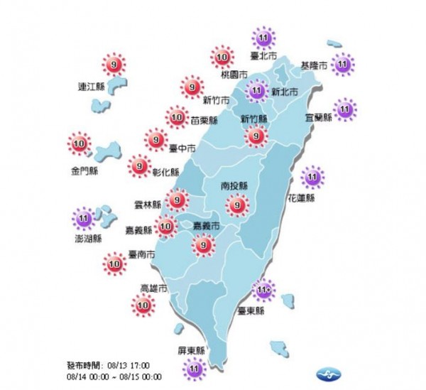 明晴朗炎熱山區防午後雷雨 中台榕樹對台無影響