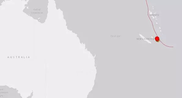 地震震央位於羅雅提群島(Loyalty Islands)以東85公里處,震源深度約10公里,屬淺層地震,原本USGS發布規模為7.3,之後下修為7.0。(圖擷自USGS) 地震震央位於羅雅提群島(Loyalty Islands)以東85公里處,震源深度約10公里,屬淺層地震,原本USGS發布規模為7.3,之後下修為7.0。(圖擷自USGS)