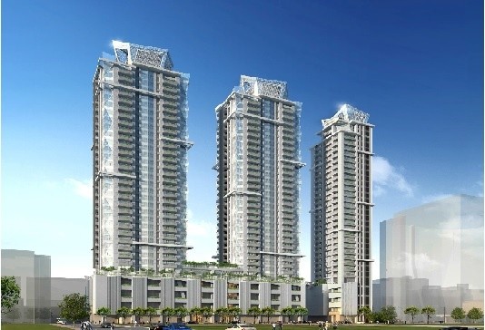 正義國宅改建後將打造為三棟鑽石型屋頂大樓。(圖截取自建商規畫圖)