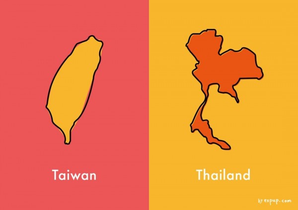兩個國家的國土形狀也大不相同,台灣國土似番薯,泰國國土似大象。(圖擷自《EXP》)