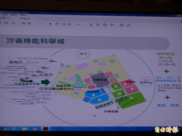 行政院宣示要打造台南沙崙綠能科學城,圖為科學城的規劃示意圖(圖為科技部提供)