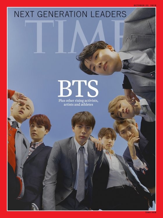 南韓男團「BTS防彈少年團」風潮席捲全世界,日前受邀赴聯合國演講,現在又登上美國《時代》雜誌最新一期封面。(圖擷取自Twitter)