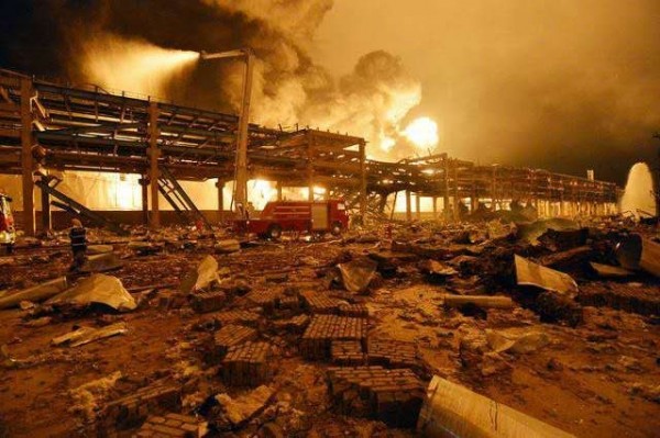 騰龍芳香烴廠2015年3月發生爆炸，遭中國官方接管，至今仍處於停工狀態。（圖擷取自網路）