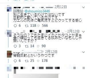 網友留言討論北寄貝會動的原因。(圖擷自ブッチー推特)