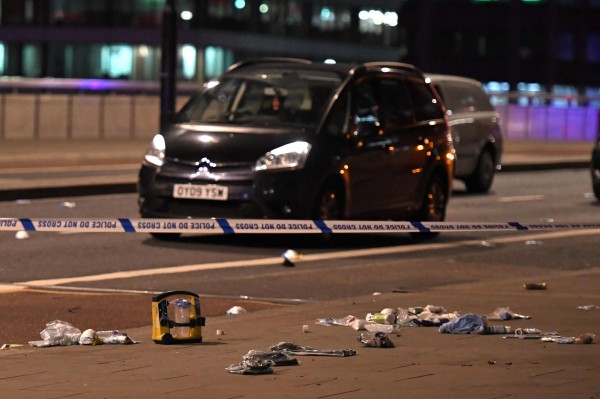 英國警方證實,在倫敦橋與波羅巿場的事件是恐怖攻擊,英國首相梅伊也說,這些事件有潛在可能是恐怖攻擊。(法新社)