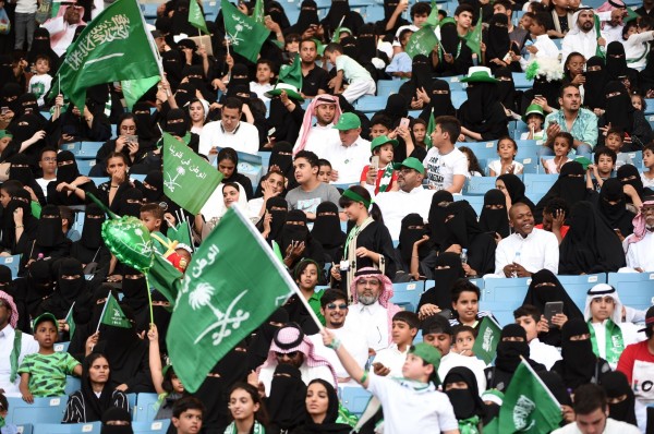 位於沙國首都利雅德的法赫德國王體育場（King Fahd Stadium），23日為國慶舉行一連串的慶祝活動。（法新社）