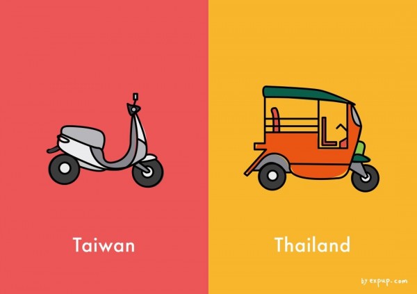 兩國的交通工具也不太一樣,台灣人騎機車,泰國人坐嘟嘟車。(圖擷自《EXP》)