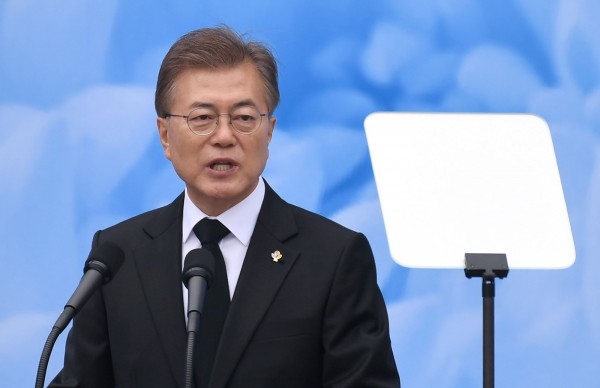南韓總統文在寅表示，若北韓不再發起新的核武或飛彈挑釁，願意無條件與北韓進行對話。（法新社）