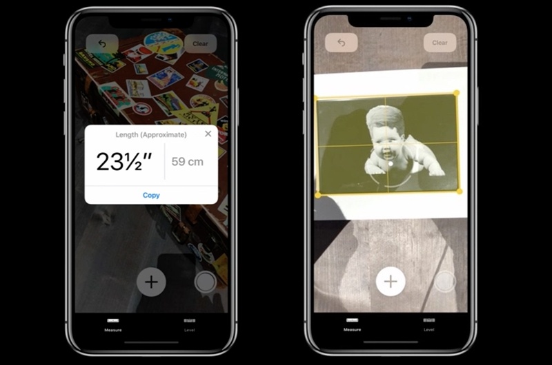 在iOS 12 新系統中，升級版的ARKit 2.0套件，新增測量工具，用iPhone手機鏡頭可針對眼前的物體進行尺寸的量測。（圖翻攝自9to5Mac）