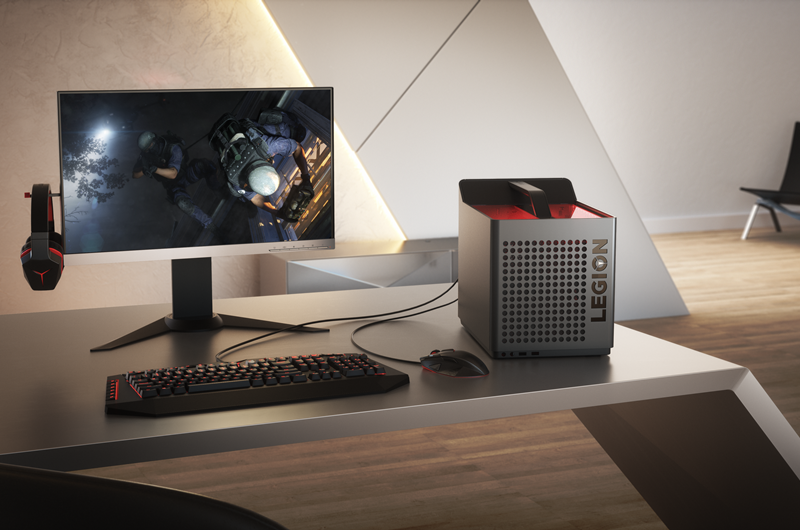 迷你Cube桌機部分，19 公升容量入門款的 Legion C530 ，建議售價3萬3,990元起；於燦坤通路銷售。（圖Lenovo提供）