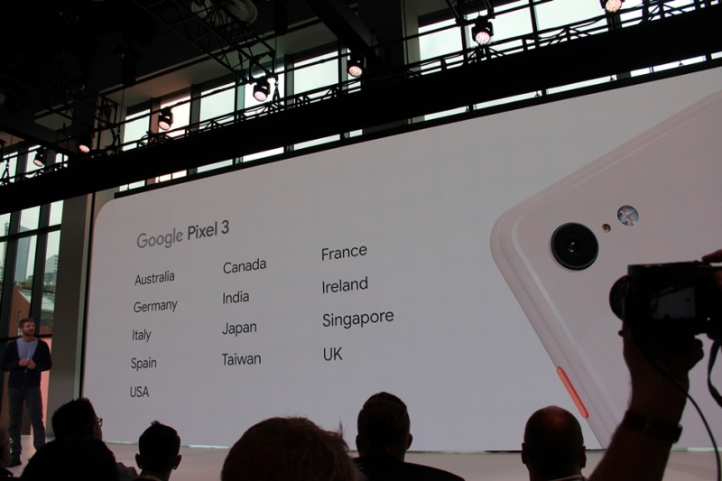 Google Pixel 3、Pixel 3 XL首波開賣共有13個國家，預計在11月1日出貨。（圖記者劉惠琴攝）
