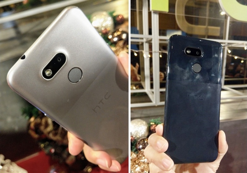 宏達電2019年推出第一款新機為主打入門平價的 HTC Desire 12s，機背採用亮面、霧面線條雙質感設計。（圖記者劉惠琴攝）