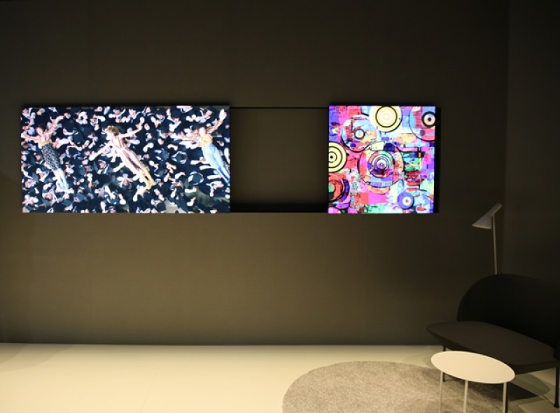三星展示由塊狀螢幕拼接組合的大螢幕，未來螢幕尺寸自己決定。