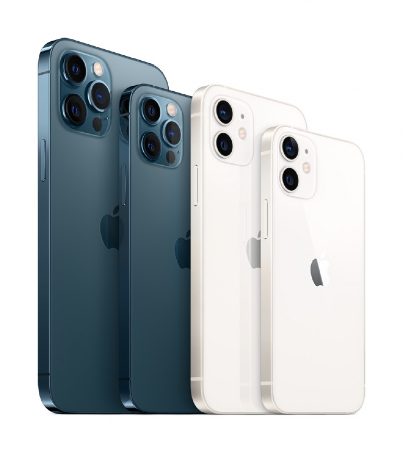 Apple 發表全新一代iPhone 12系列機款，共有：5.4吋 iPhone 12 mini、6.1吋 iPhone 12 ，與「三鏡頭」高階旗艦的6.1吋iPhone 12 Pro、6.7吋iPhone 12 Pro Max，皆支援5G、搭載A14晶片。（圖蘋果提供）