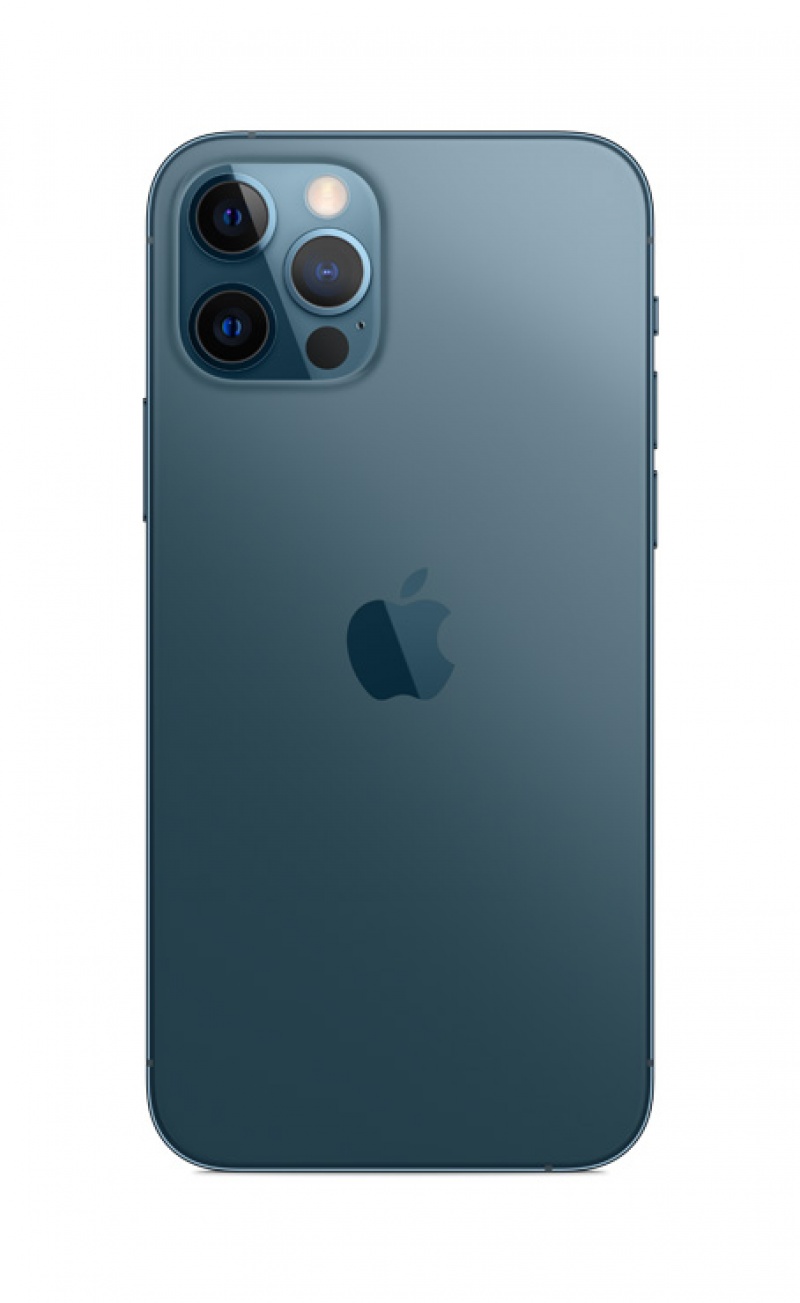 Apple 推出支援 5G 的 高階旗艦iPhone 12 Pro 與 iPhone 12 Pro Max，皆搭載「超廣角＋廣角＋望遠」的三鏡頭與LiDar光學雷達掃描儀。內建容量128GB起。機身提供四種顏色有金、銀、石墨與太平洋藍。（圖蘋果提供）
