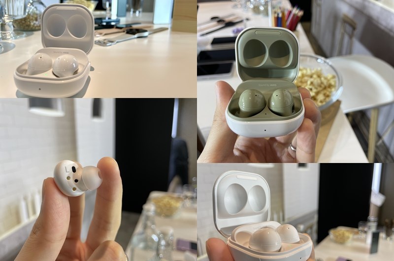 新一代Galaxy Buds 2 無線降噪耳機，在開啟主動降噪模式下，可提供達5小時播放音樂的電力。搭配無線充電盒使用時擁有長達20小時的續航電力（圖／記者黃敬淳攝）