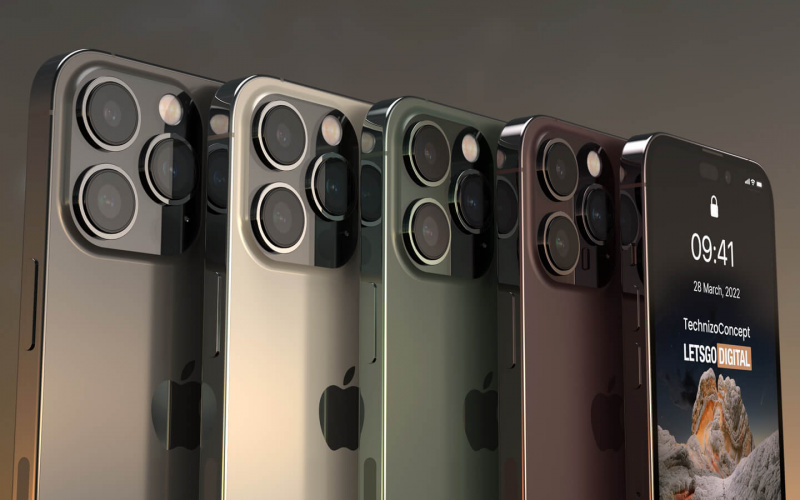 設計師 Parvez Khan繪製iPhone 14 Pro系列，採用驚嘆號雙挖孔式設計的假想概念渲染圖。（圖翻攝LetsGoDigital）