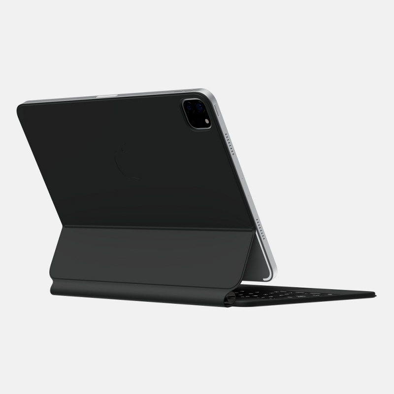 國外設計師繪製假想的iPad Pro 2022 新機渲染概念設計圖，搭劉海螢幕與更加縮窄細邊框，機身顏色則是沿用前代去年M1版的灰與黑色。（圖翻攝設計師@ld_vova個人IG）
